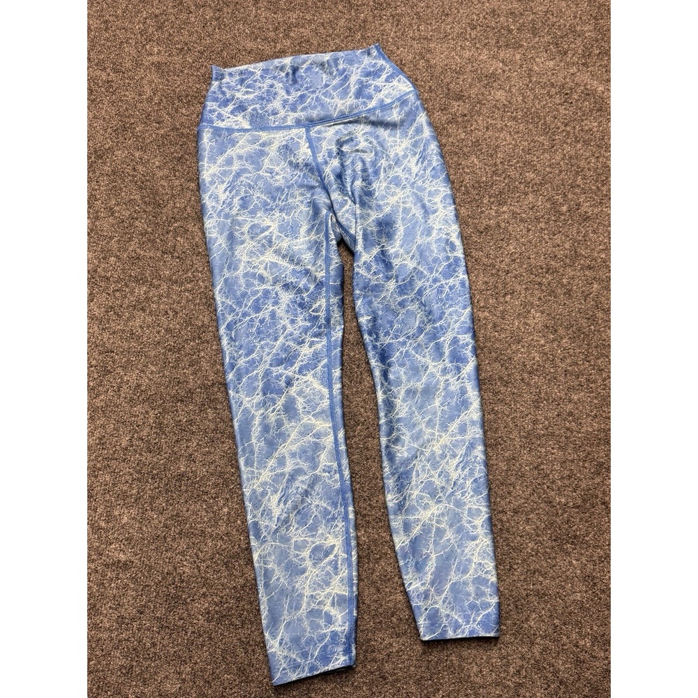 Carbon38 Leggings Womens Small Blue Marble High Rise Activewear Yoga Athleisure